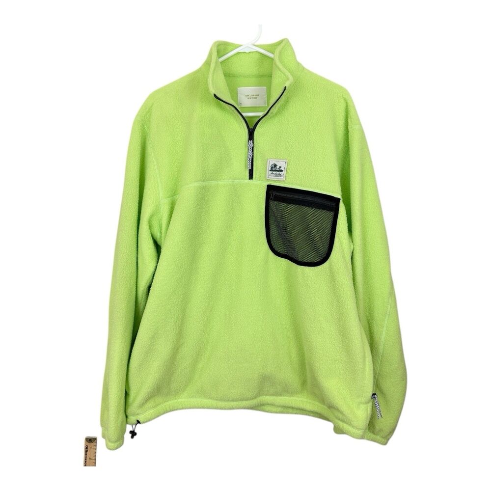 Aime Leon Dore Unisphere Fleece Pullover Mens XL Green Quarter Zip Sweatshirt